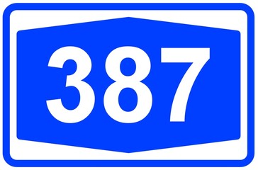 Illustration eines Autobahnschildes der Autobahn 387 in Deutschland	