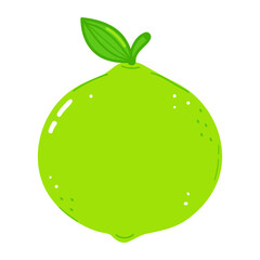 Cute funny lime character. Vector hand drawn cartoon kawaii character illustration icon. Isolated on white background. Lime character concept