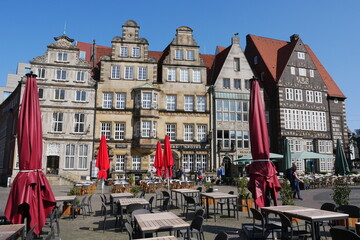 Historische Giebelhäuser am Marktplatz in Bremen