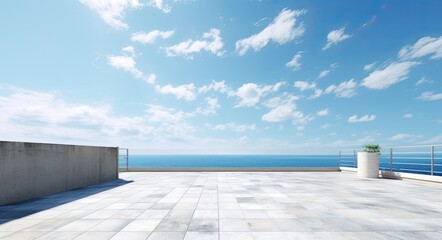 Concrete floor and sea view