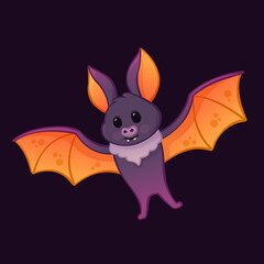 Cartoon halloween bat animal, dark vampire character