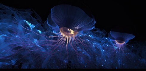 Transparent mushrooms or jellyfish