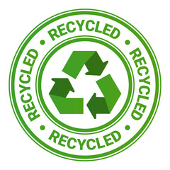 Green Recycled stamp sticker with Recycle icon vector illustration