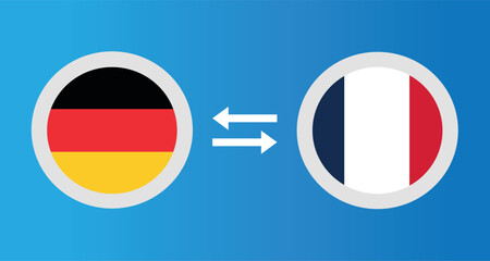 round icons with Germany and France flag exchange rate concept graphic element Illustration template design
