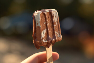 Delicious beautiful ice cream on bright background, Ai generated