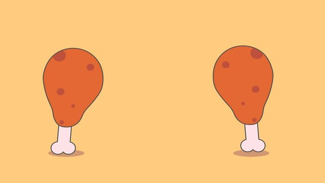 Animation of fried chicken thighs, very suitable for children's animation and food animation.
