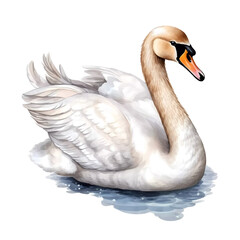 Beautiful swan in watercolor style on a white background. Generative AI
