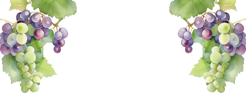 葡萄の水彩イラスト バナー Generative AI