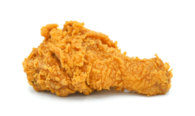 Fried chicken leg isolated on transparent background. PNG