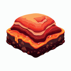 Illustration of an Isometric Landscape with Trees and Mountains lava in the Background