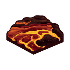 Illustration of an Isometric Landscape with Trees and Mountains lava in the Background