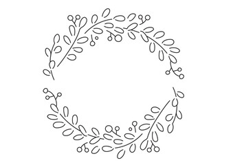 シンプルな植物の線画フレーム   白フチあり