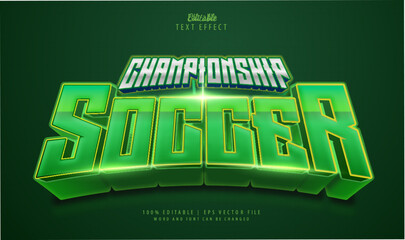 Soccer Championship editable text effect style 3d theme sport.