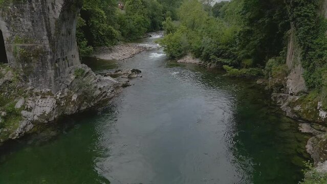 Roman bridge in Cangas de Onis Spain near Picos de Europa