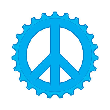 Vector peace symbol in bicycle style, Chainring. Isolated on white background.
