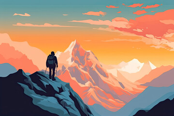 Fototapeta premium Golden Hour Majesty in the Mountains. Generative AI