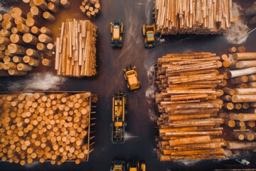 Impressive Aerial View of a Sawmill. Generative AI
