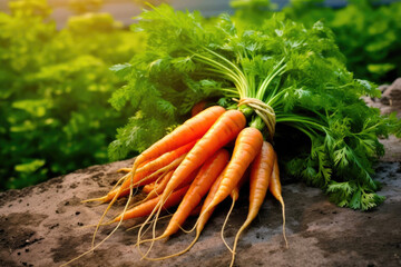 Close-Up of Luscious Carrots with Earthy Tones. Generative AI
