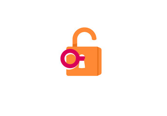 Logo Flat 3D padlock. editable color