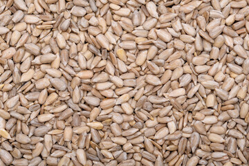 Zbliżenie na ziarna słonecznika wypełniające cały kadr 