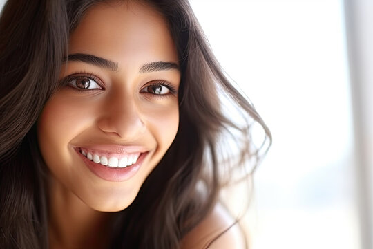 Beauty portrait of Indian woman with clean healthy skin