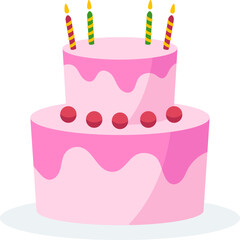 Cute Birthday Cake Illustration