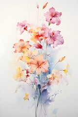 Watercolor bouquet of freesia flowers. Hand drawn illustration. Generated ai