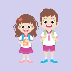 Happy cute kids smiling back to school