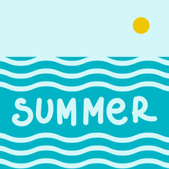 Summer minimalist landscape background. For social media post, promotional banner or advertising. Vector illustration, flat design