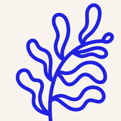 Abstract organic plants background. Blue natural style inspiration. For wall decoration, print, packaging or postcard. Vector illustration, flat design