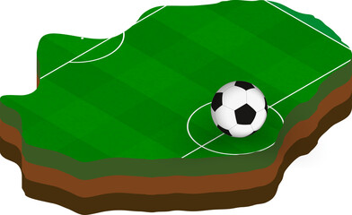 Isometric map of Niue with football field.