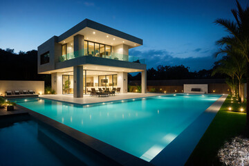 Fototapeta na wymiar Luxury villa with swimming pool 