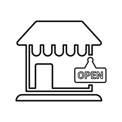 Shop Open icon. Line, outline design.