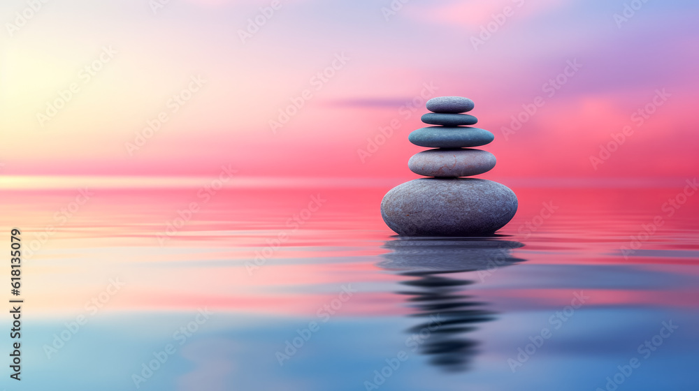 Poster serene beach meditation background empty space for text