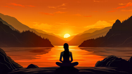Meditation background calm sunset abstract, wallpaper, copy space