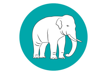Icono de elefante blanco sobre círculo verde