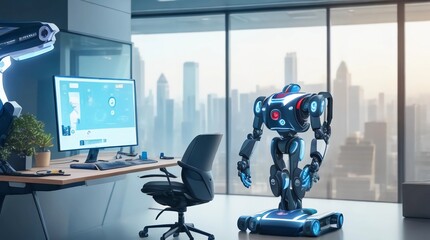 AI-powered robot assisting in a modern workspace, showcasing its seamless integration and efficiency.
Generative AI