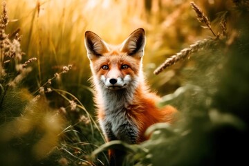 Fototapeta premium Fox in the Wild Life - Generative AI