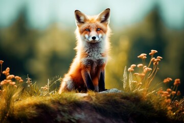 Fototapeta premium Fox in the Wild Life - Generative AI