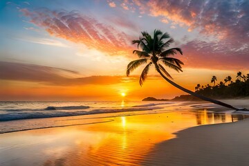 Obraz na płótnie Canvas sunset on the beach generated by AI 