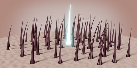 Hair follicles - regeneration concept - 3D illustration