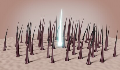 Hair follicles - regeneration concept - 3D illustration