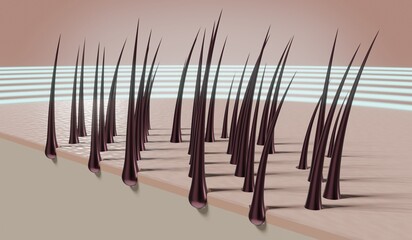 Hair follicles - regeneration concept - 3D illustration