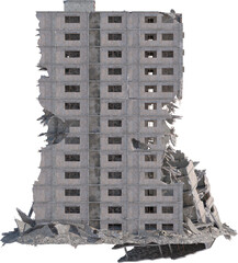 destroyed bombed building 3d render isolated