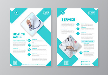 Corporate healthcare and medical cover and back page a4 flyer design template for print