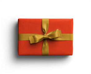 Red Gift Box with Yellow Bow and Ribbons