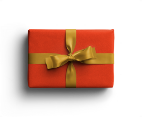 Red Gift Box with Yellow Bow and Ribbons