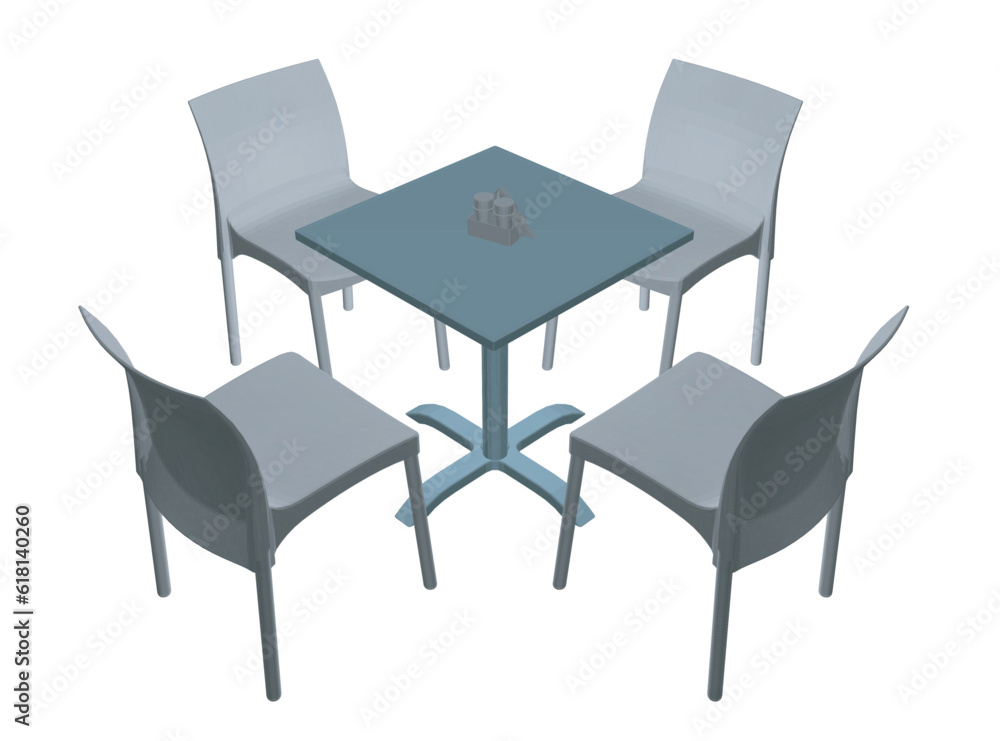 Poster polygonal modern round table with chairs. vector illustration. vector art polygonal of a dining tabl
