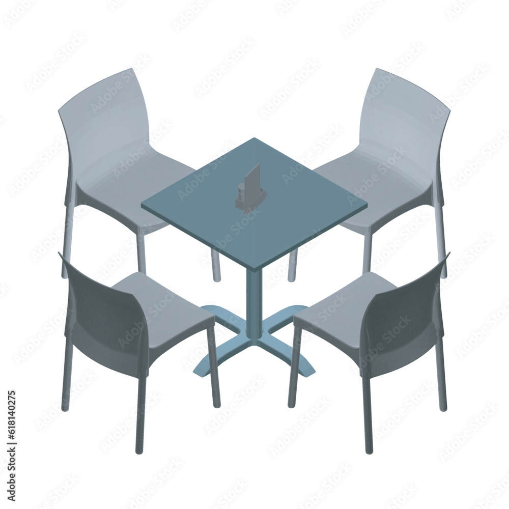 Poster polygonal modern round table with chairs. vector illustration. vector art polygonal of a dining tabl