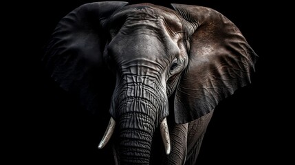 Fototapeta na wymiar African elephant on the black back. Generative AI